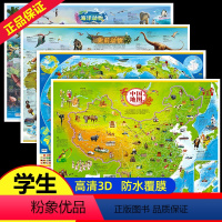 [正版]2021年新版 高清4张 中国地图+世界地图+海洋地图+史前地图 挂图 学生版学生儿童版大图大尺寸墙贴墙面装饰