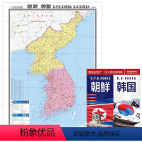 [正版]2024年朝鲜韩国地图 1米17x0.86米 港口 机场 交通线 旅游景点 大学标注 大字版 热点国家地图 抗