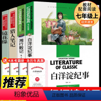 [全套4册]七年级上册选读书 [正版]湘行散记和白洋淀纪事猎人笔记镜花缘孙梨原著初中生阅读课外书必读适合七年级上看的课外