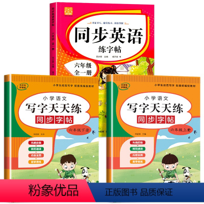 英语字帖+语文字帖(上册+下册) 小学六年级 [正版]2023新 六年级上册英语字帖人教版PEP版上下册全一本 小学6年