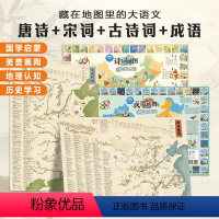 全4张唐诗宋词地图+诗词成语地图 [正版]全4张 唐诗宋词地图+诗词成语地图 墙面贴挂画儿童防水百科知识地图全景中国小学