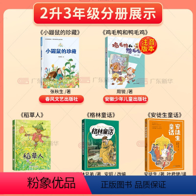 [全5册]二升三年级 [正版]2024广东天天共读暑期快乐读书吧二升三年级全5册 格林童话安徒生童话稻草人(注音彩绘版)