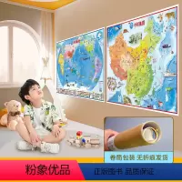 [正版]2024年中国和世界地图共2张 幼儿童早教启蒙地理地图高清挂画 儿童房家用墙贴墙面装饰手绘挂图 小学生少儿地理