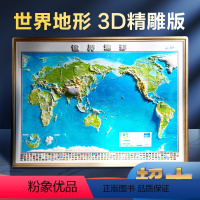 [1张]世界地形图(含赠品) [正版]2024年世界地图3d立体凹凸地形图 约1.2*0.9米大尺寸精雕版挂图 办公家用