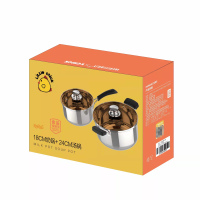 沃德百惠 不锈钢汤锅24cm+奶锅18cm无磁多用锅礼品赠品汤锅家用防溢加高高锅[一箱10套]