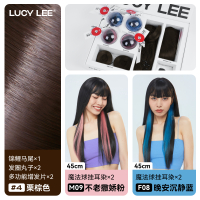 鞠婧祎同款假发片LUCY LEE白魔盒五件套真发挂耳染马尾丸子头套装棕发五件套 挂耳染 粉+蓝(各2条)