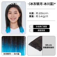 LUCY LEE发尾染接发片假发片接增发量蓬松垫发根彩色隐形头顶补发 冰冻银河-冰川蓝 25cm