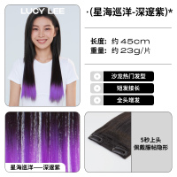 LUCY LEE发尾染接发片假发片接增发量蓬松垫发根彩色隐形头顶补发 星海巡洋-深邃紫 45cm