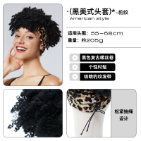 LUCY LEE黑美式发带头套假发女短发仿真全头套式一体假发套发箍 豹纹-黑卷发