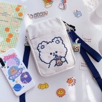 白色饮料兔 日系卡通可爱手机包女斜挎迷你小包包百搭帆布单肩竖款零钱包手拿