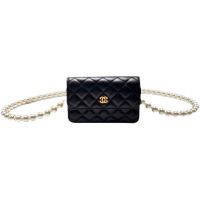 黑色大号 女包小香风珍珠链条包单肩斜挎胸包手拿钱包迷你手机包软牛皮手包