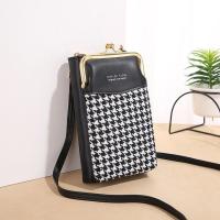 黑色 千鸟格帆布手机小包包女竖款洋气百搭简约迷你单肩斜挎女包手机袋