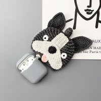 [苹果AirPods 1/2代专用]灰色+牛头犬毛线套 airpods3代保护套适用于苹果蓝牙耳机a2190保护套Air