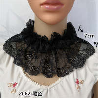 2062号 黑色 二松紧 均码 体重100-130斤 灰色橙色韩版百搭蕾丝套头中领假领子颈环黑色围脖毛衣领子闺蜜