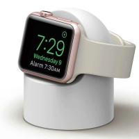 白色 适用applewatch4567苹果手表充电器收纳支架座充底座桌面支架硅胶