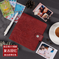 3寸 复古回忆 朱砂红 拍立得相册小相册本3寸4寸皮面相片小卡收纳册集插页式三寸四寸简约可爱diy纪念ins迷你宝丽来m