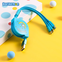 一拖三[哆啦A梦]1M ROCK哆啦A梦一拖三苹果数据线typec安卓micro伸缩3合1充电线可爱卡通冲电线适用于iP