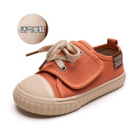 751181桔色 23 小金蛋儿童鞋子女童帆布鞋防滑软底魔术贴幼儿园宝宝单鞋透气男童