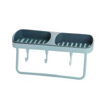 浅蓝 创意免打孔可爱卡通肥皂盒置物架卫生间浴室香皂架双层沥水壁挂式