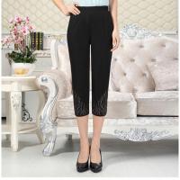 黑色水波纹打底裤 XL 夏季中老年棉麻女裤阔腿裤大码宽松裙裤中年妈妈亚麻休闲九分裤子