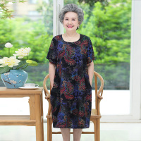 黑色花 [收藏宝贝送运费险] 中老年人夏装女奶奶连衣裙棉绸宽松老人60岁70妈妈睡裙子太太婆婆