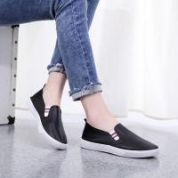 黑色 36 尺码偏小一码 小白鞋百搭透气休闲平底学生女士小白鞋圆头显脚小懒人一脚蹬女鞋