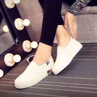 厚底 套脚白色(加绒款) 35(码数) 春季女士休闲鞋女鞋一脚蹬懒人鞋帆布鞋男板鞋老北京小白鞋潮鞋子