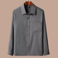 深灰色[单件上衣] 39/165[建议90-115斤] 男士长袖棉麻衬衫男中老年爸爸夏装套装男老年人夏季衬衣爷爷衣服