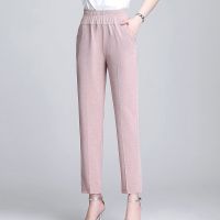 208款粉色(夏款) XL 建议80-105斤 奶奶装秋冬装裤子高腰宽松中老年女裤大码妈妈长裤60岁70直筒裤
