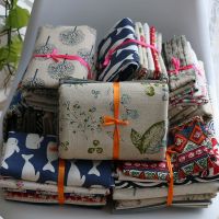 棉麻布1斤(随机发货) 按斤称碎花印花棉麻布料北欧ins风格子拼布亚麻桌布手工diy碎布头