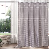 高雅灰格 单帘100*180送挂钩 浴室浴帘防水布涤纶卫生间防霉帘子挂帘洗澡窗帘隔断帘套装免打孔