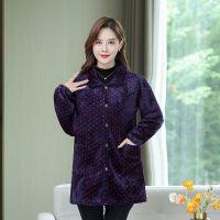 1号色 Xl[建议70-100斤] 冬季法兰绒罩衣成人女加绒加厚长袖护衣时尚厨房围裙妈妈装工作服