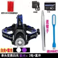 变焦紫光白光2节锂电1直冲 蝎子灯专用紫光灯捕蝎超亮强光头戴式手电充电头灯照捉抓逮捕蝎子