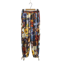 6158-花色 L 大码中老年女装夏装四十岁灯笼裤中年妈妈夏季裤子薄款花阔腿裤女