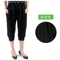 黑色 均码90-160斤 夏季薄款冰丝七分裤女大码宽松中老年灯笼裤妈妈装居家休闲花裤子