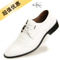 白色 38 流行男鞋休闲鞋韩版尖头皮鞋英伦白色皮鞋时尚潮鞋男士结婚鞋