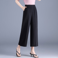 黑色 L 中老年妈妈裤子夏季薄款女裤休闲高腰宽松冰丝亚麻阔腿裤棉麻女装