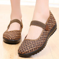 (网鞋7170-20咖色q) 43 中老年女士凉鞋加肥女鞋胖脚宽脚夏女加宽老人大码平底镂空布鞋女