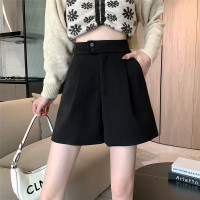 黑色 S 毛呢短裤女2022白色阔腿裤秋冬高腰短裤a字裤阔版小个休闲裤靴裤