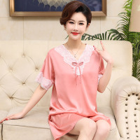 X5583 L码建议90-110斤 中年妈妈睡裙女夏季中长款冰丝薄款中老年人婆婆仿真丝绸睡衣裙子