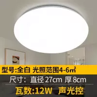 全白27cm-声控12W 创维感应灯led过道灯雷达家用灯泡吸顶灯走廊灯楼道灯楼梯声控灯