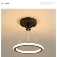 黑色20CM+12W白光 餐厅吊灯现代简约LED环形铝材饭厅灯创意个性北欧服装店餐桌灯具