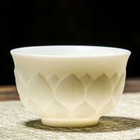 羊脂玉瓷(莲花杯1个)建议您买6个装 羊脂玉主人杯龙凤杯陶瓷茶杯套装家用白瓷男女喝功夫茶品茗杯杯子