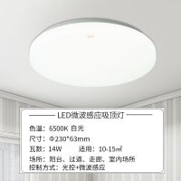 14w全白微波感应灯 佛山照明led人体感应灯吸顶灯微波家用走廊过道楼梯车库感应照明