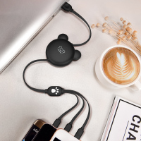 优雅黑[苹果+安卓+type-c]一拖三伸缩线 一拖三数据线三线合一卡通充电线器可爱适用苹果安卓华为手机通用多功能快充6