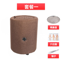 亚麻棕色隔姜盘+穴位图+镊子礼包 艾灸馆登坐灸仪凳家用熏蒸仪器屁股臀部蒲团坐垫专用器具加高全身