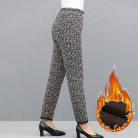 灰色 3XL 中老年女裤冬装老年人奶奶保暖棉裤宽松加绒加厚妈妈花裤子外穿冬