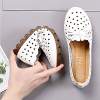 白色(镂空) 35 妈妈皮凉鞋夏天软底中老年网眼女鞋夏季中年女士镂空透气有孔皮鞋