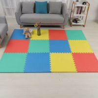 红色+黄色+蓝色+绿色环保送边条 30*30*1.2厘米树叶纹4片装 泡沫地垫加厚宝宝爬行垫爬爬垫拼图垫子60拼接防摔隔