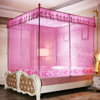 锦绣[蚊帐+支架] 1.2床[120x200cm] 遮光防尘家用蚊帐床帘一体式坐床蚊帐加厚防摔回底加密蒙古包宿舍